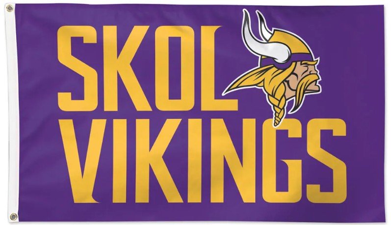 Minnesota Vikings 3x5 white flag with team logo