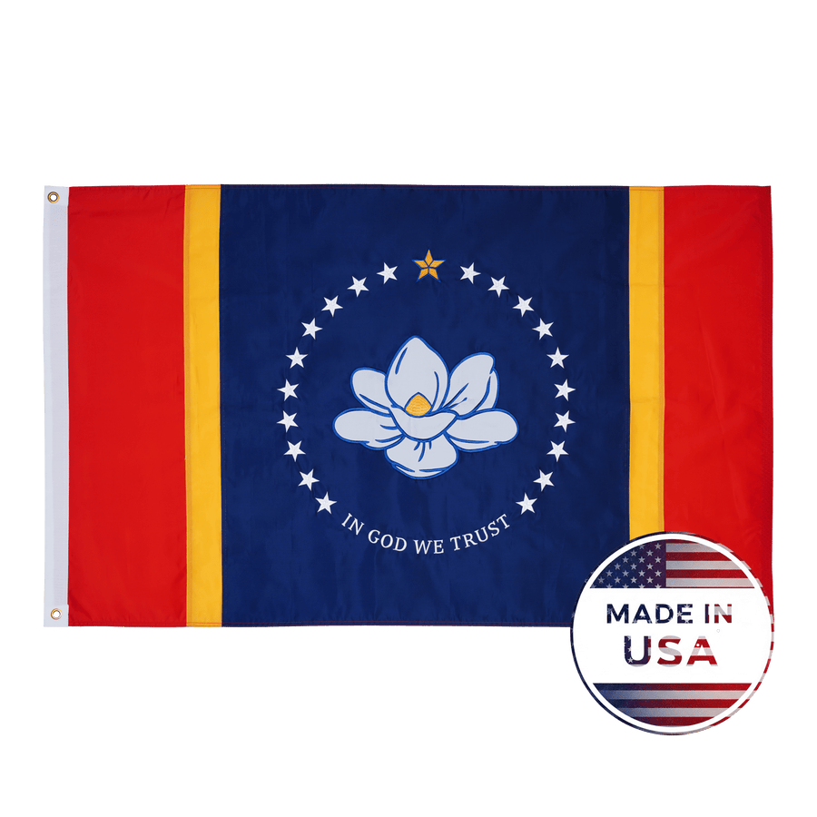 Mississippi 3x5 state flag made in USA with embroidered magnolia and stars