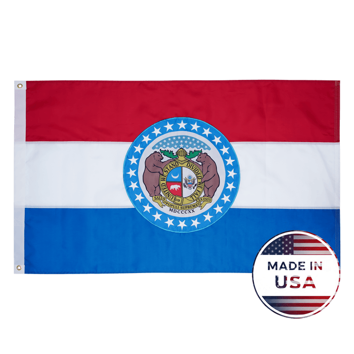 Missouri 3x5 state flag made in USA with embroidered coat of arms
