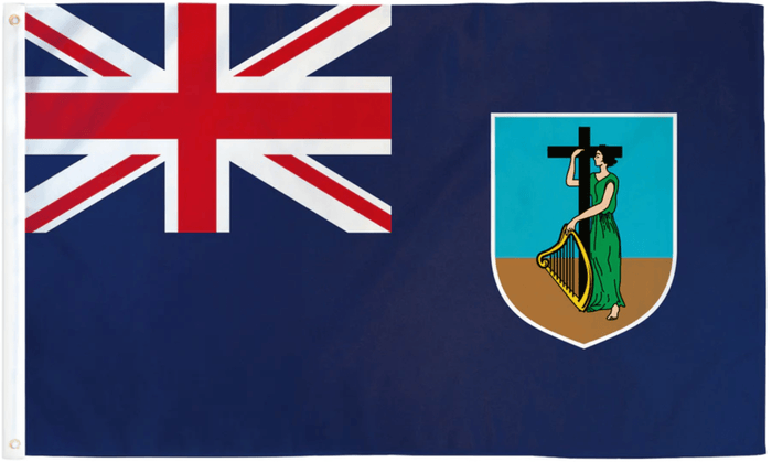 Montserrat flag made in USA with British Blue Ensign and Erin harp territorial badge