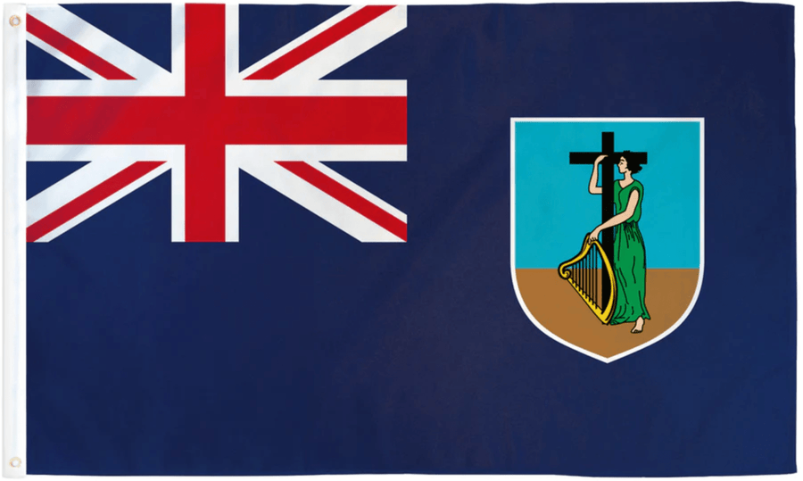Montserrat flag made in USA with British Blue Ensign and Erin harp territorial badge