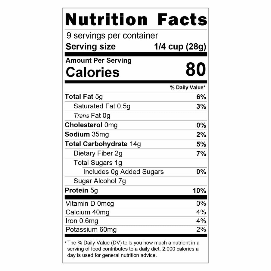 Low Carb Muffin Baking Mix: Nutrition Facts panel.
