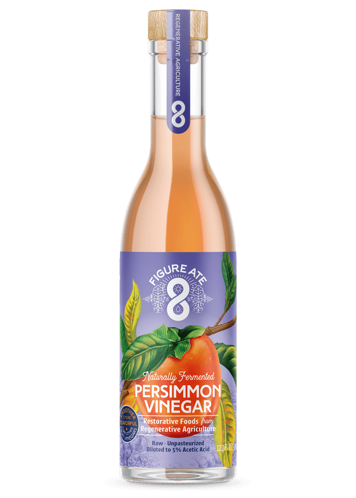 Single 12.7 fl oz bottle of naturally fermented persimmon vinegar with a purple label