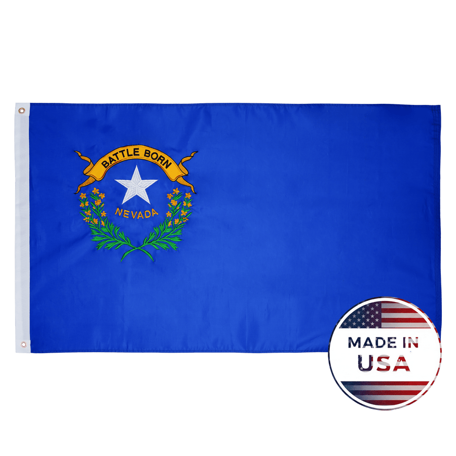 Nevada 3x5 state flag made in USA with embroidered silver star and sagebrush