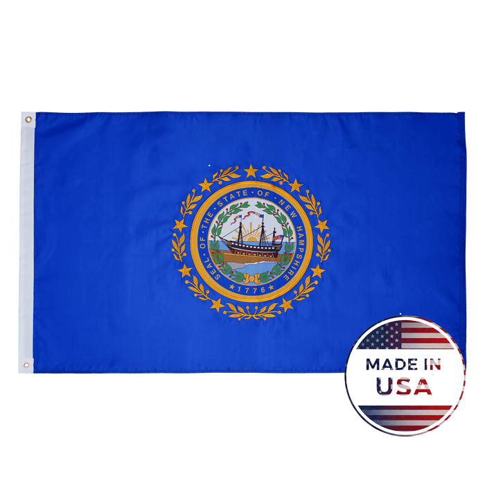 New Hampshire 3x5 state flag made in USA with embroidered state seal