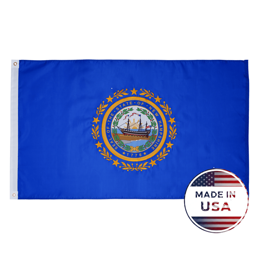 New Hampshire 3x5 state flag made in USA with embroidered state seal