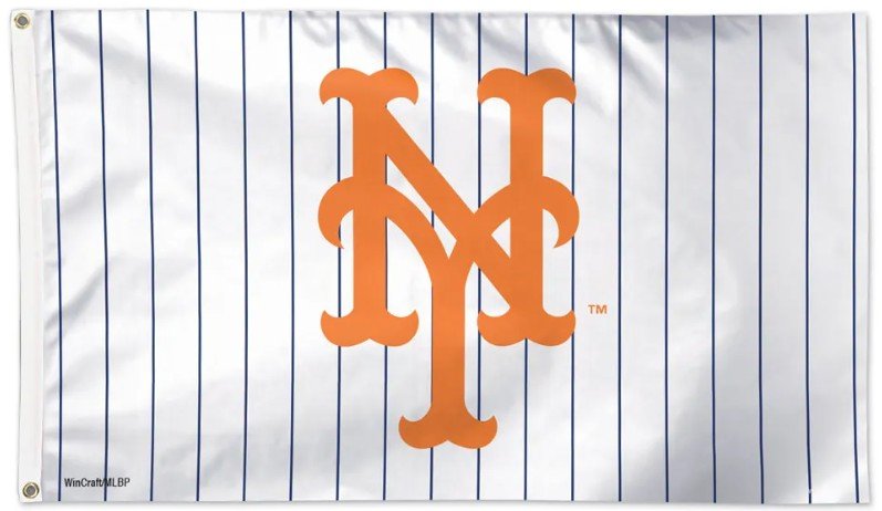New York Mets 3x5 pinstripe MLB flag with team logo