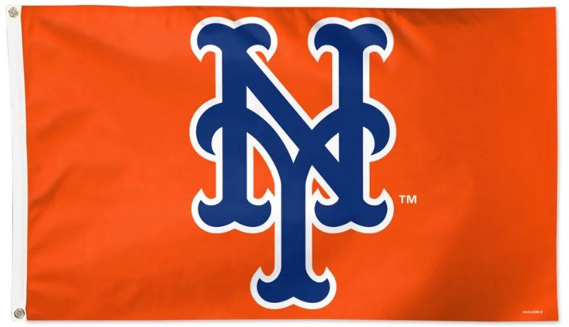 New York Mets 3x5 white flag with team logo