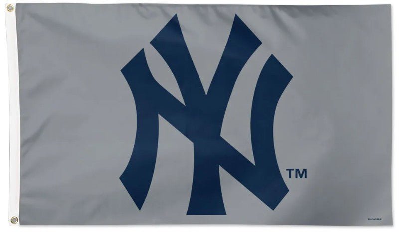New York Yankees 3x5 grey flag with team logo