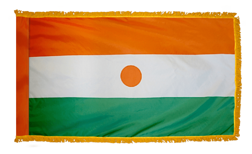 Niger nylon flag product image with orange disc centered on white stripe