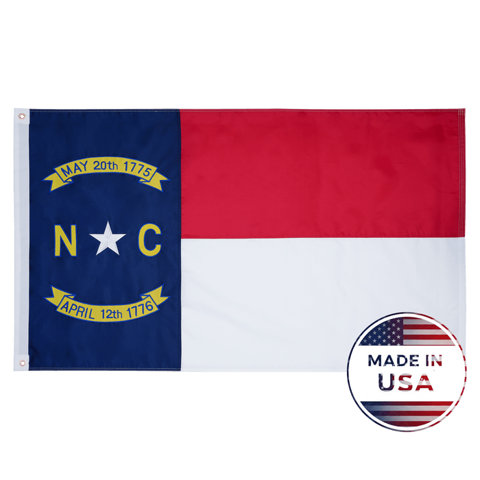 North Carolina 3x5 state flag made in USA with embroidered star and dates