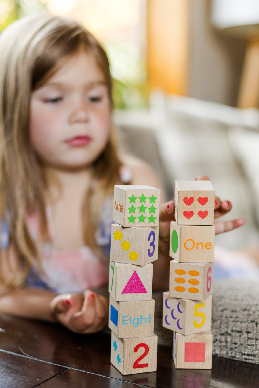 Wooden Number & Shape Blocks: 10-Piece Maple Set
