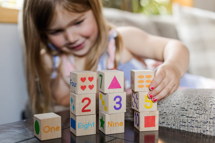 Wooden Number & Shape Blocks: 10-Piece Maple Set