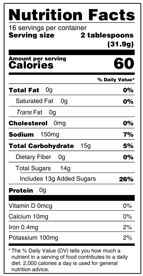 Hillbilly Key Lime BBQ Sauce nutrition facts
