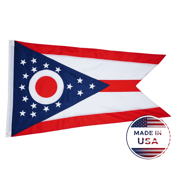 Ohio 3x5 state flag made in USA with embroidered swallowtail design