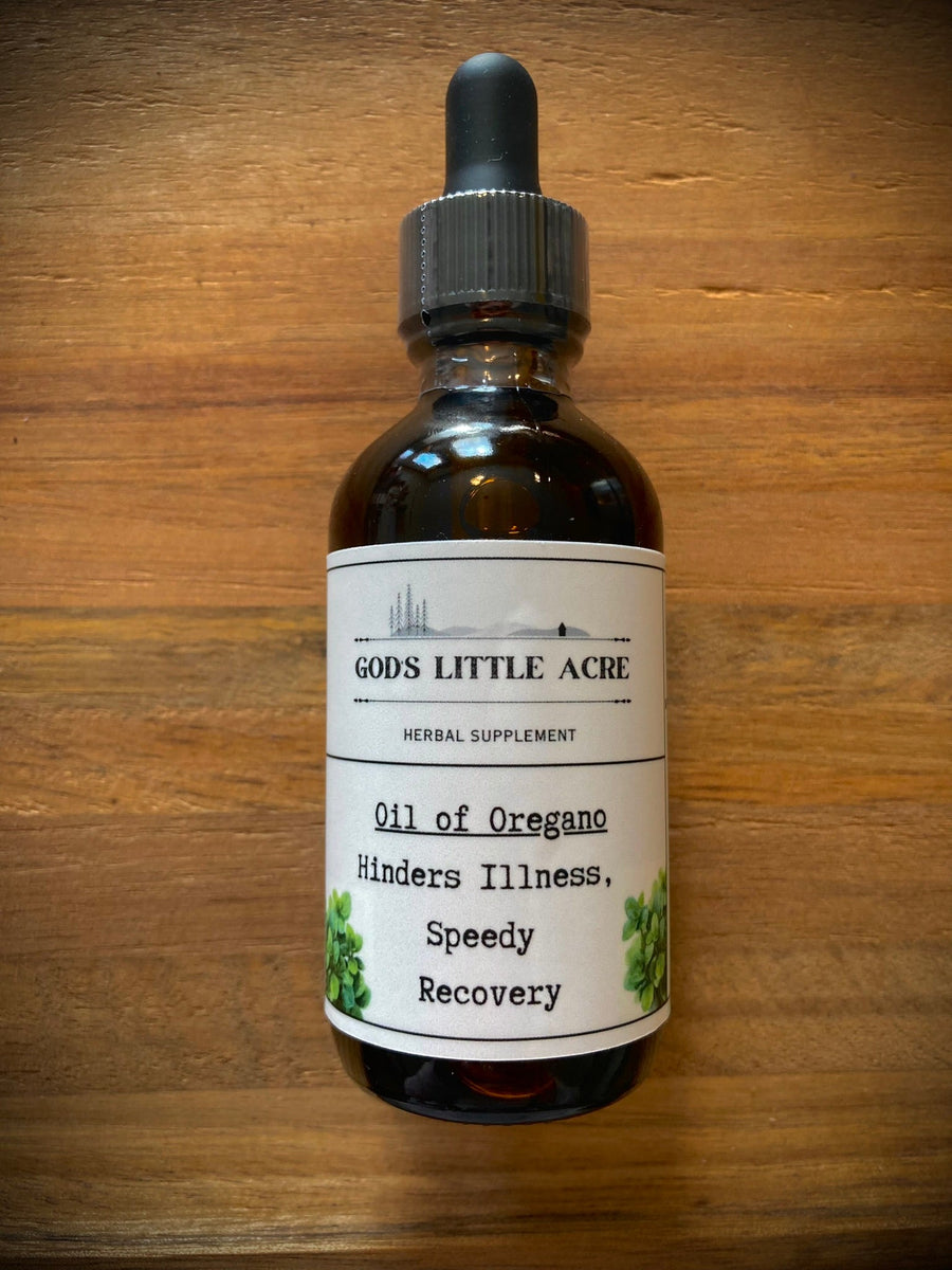 Oregano in Olive Oil in its amber glass bottle with dropper with supplier branding