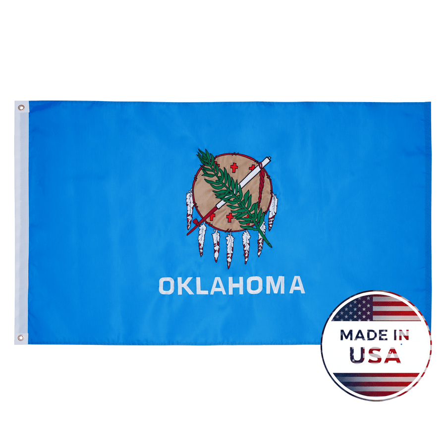 Oklahoma 3x5 state flag made in USA with embroidered Osage shield