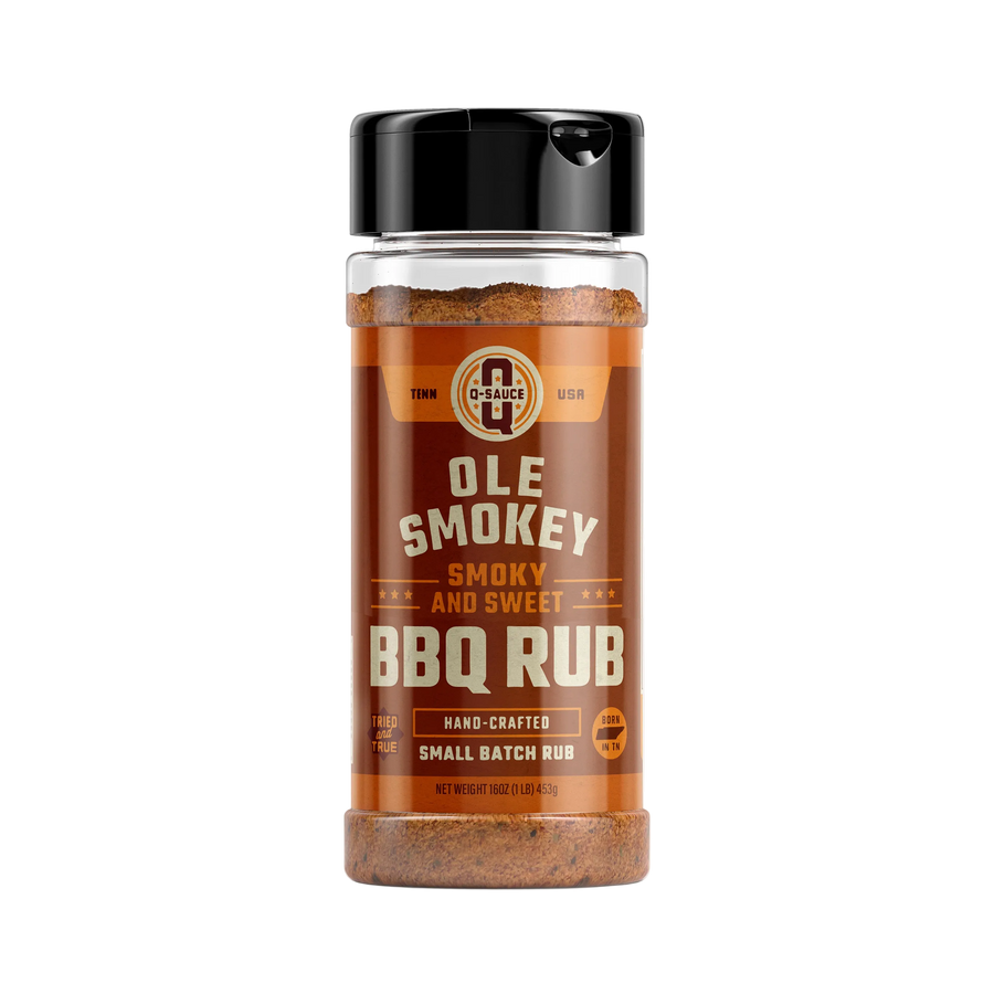 Ole Smokey smoky and sweet barbecue dry rub in a shaker bottle