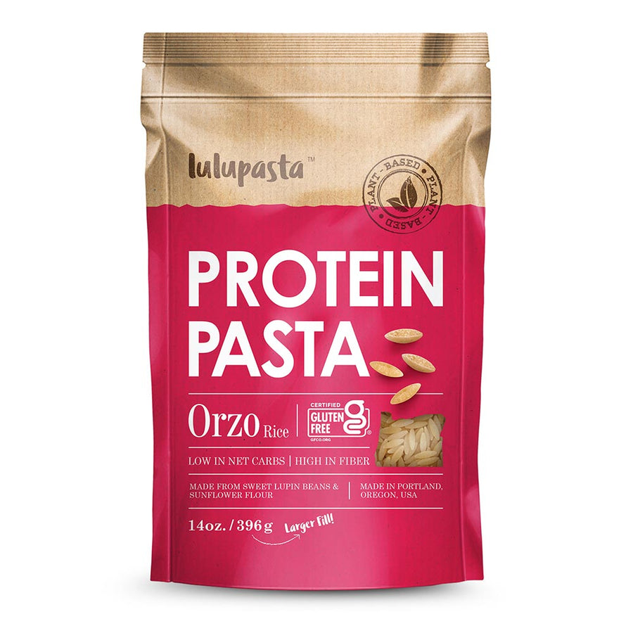 Lupin & Sunflower Protein Orzo Pasta: Nutrition Facts panel.