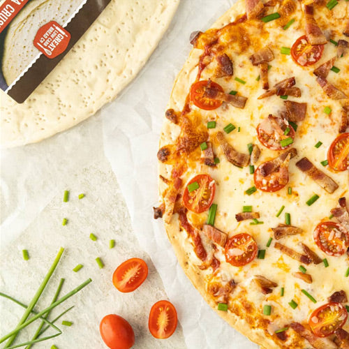 Low Carb Thin Pizza Crusts: crusts with topped pizza serving idea.