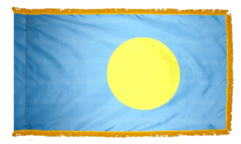Palau nylon flag product image with blue field and offset yellow disc