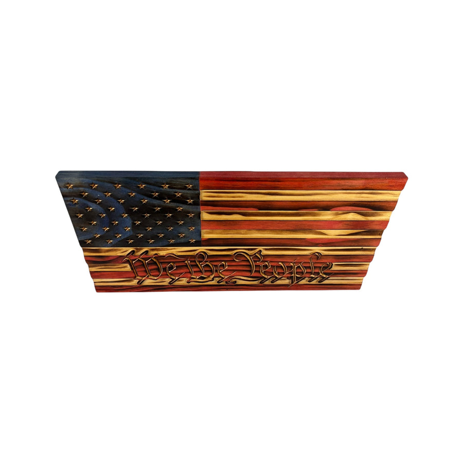 Made in USA patriotic wooden American flag wall decor
