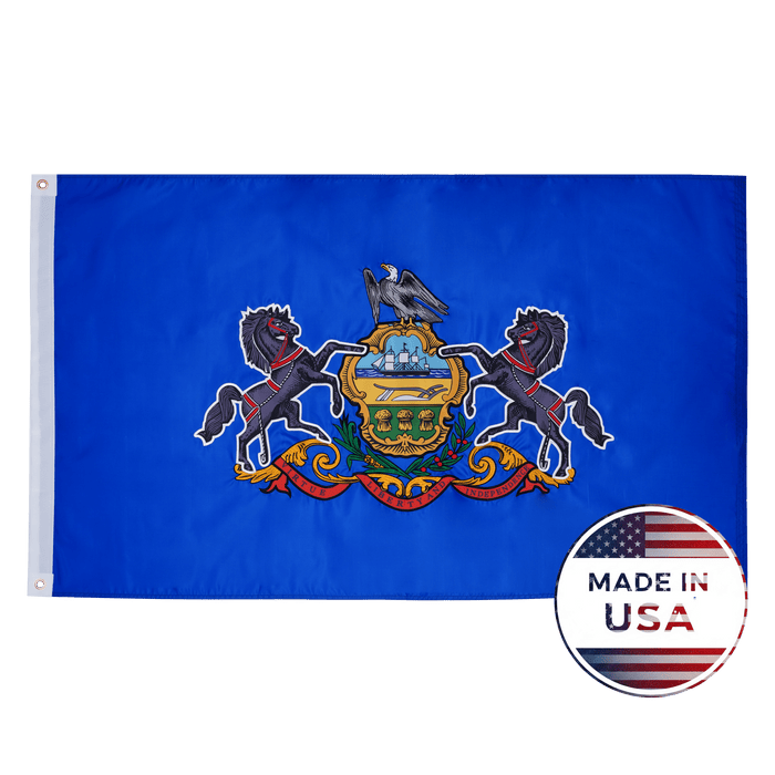 Pennsylvania 3x5 state flag made in USA with embroidered coat of arms
