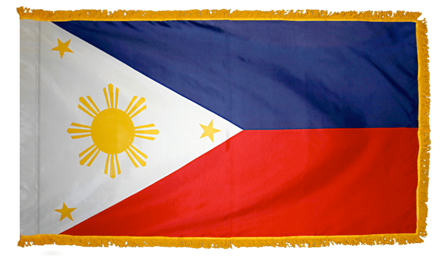 Philippines nylon flag product image with white triangle eight-rayed sun and three stars