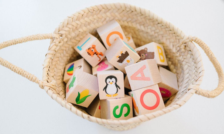Picture Alphabet Blocks: 26 Colorful Maple Blocks