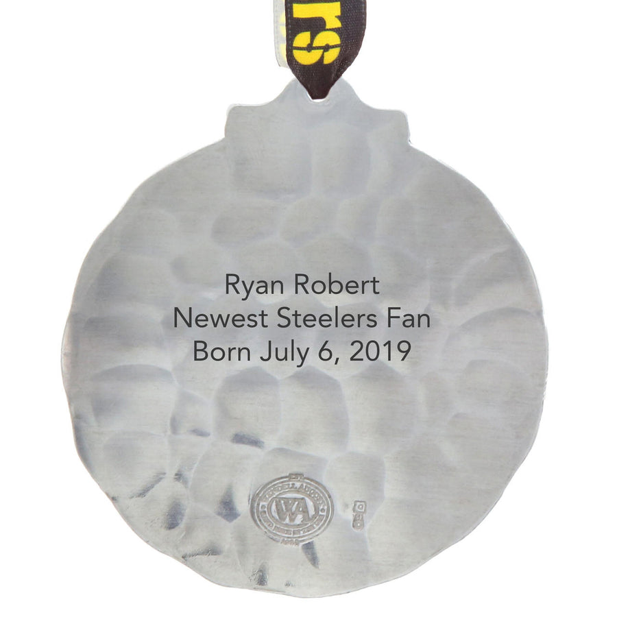 Reverse-side view of Pittsburgh Steelers Classic Round Ornament