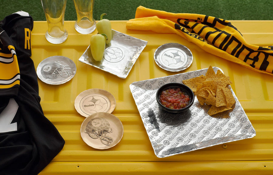 Collection display featuring Pittsburgh Steelers Logo Coaster