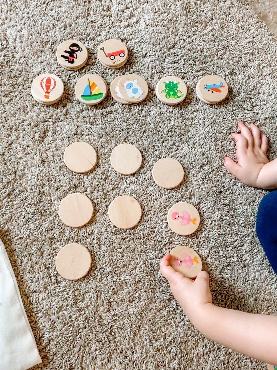 Playtime Matching Game: 24 Wooden Memory Tiles