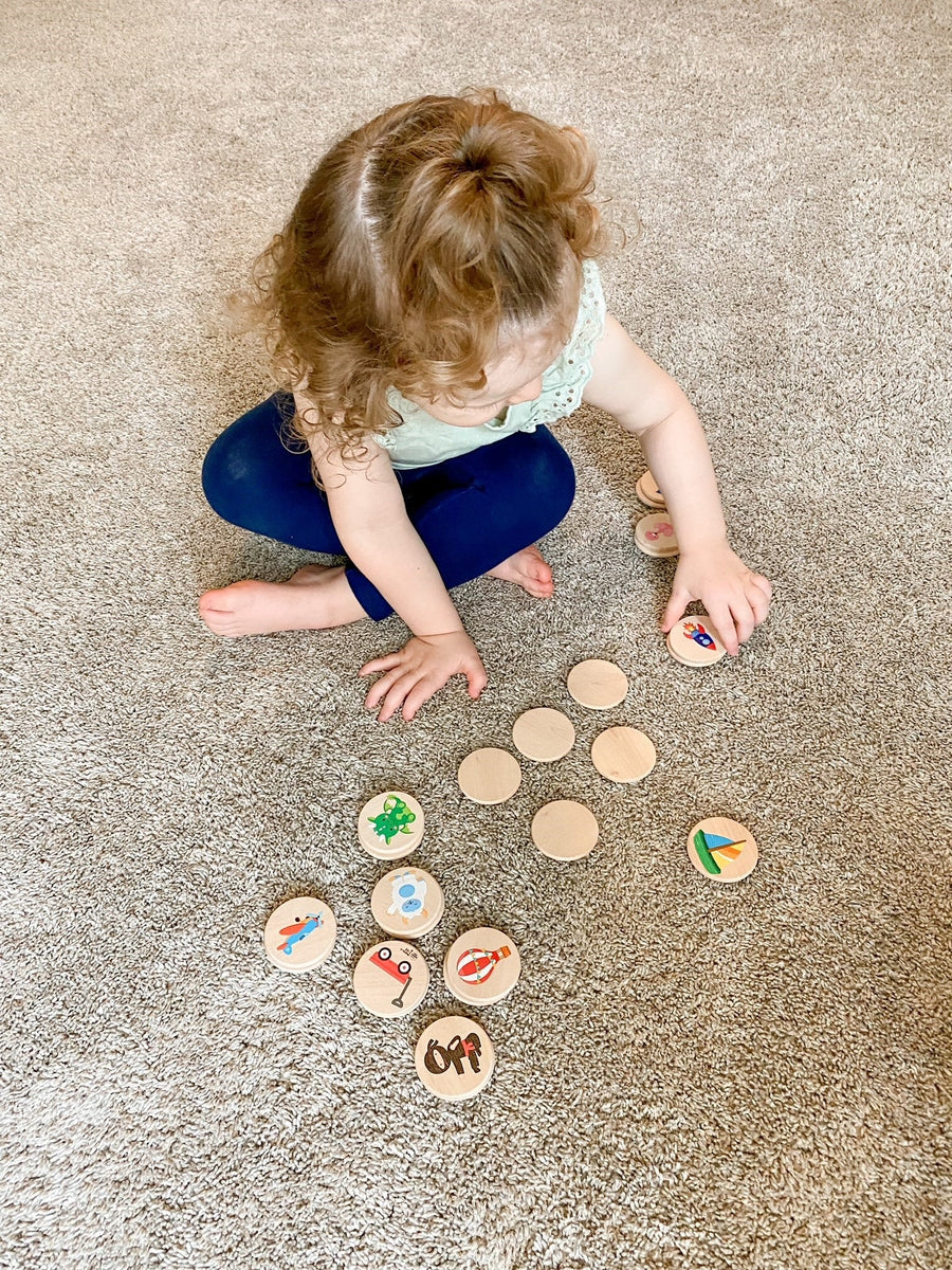 Playtime Matching Game: 24 Wooden Memory Tiles