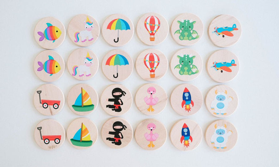 Playtime Matching Game: 24 Wooden Memory Tiles