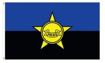 American-made Police Remembrance Flag in black nylon with sewn blue line