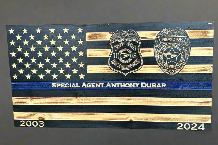 Personalized Thin Blue Line police officer gift handcrafted in the USA