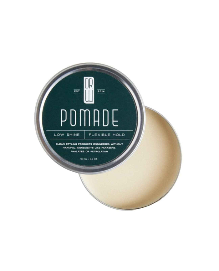 Open Dr. Watson's pomade jar with low-shine label on its lid