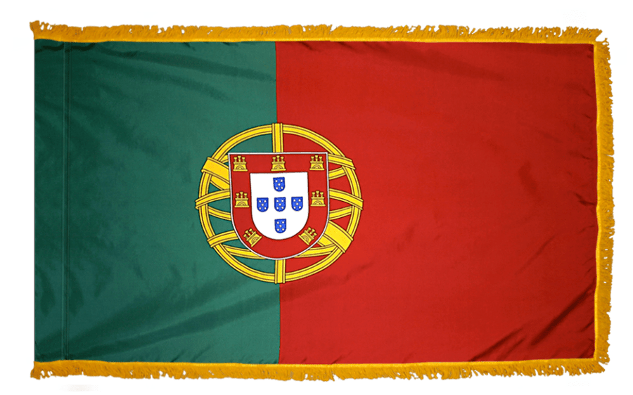Portugal nylon flag product image with green red design and national coat of arms