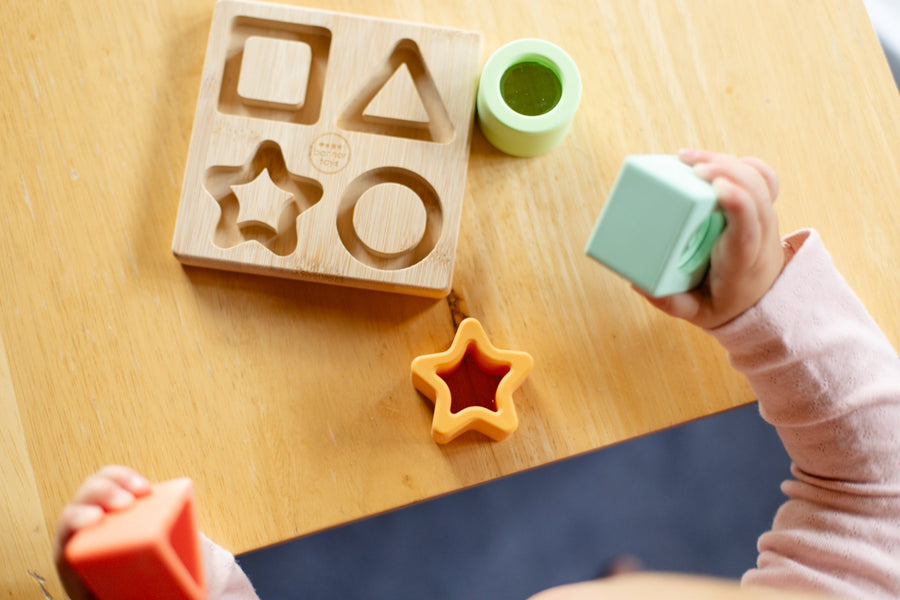 Prism Shape Puzzle: Bamboo Base & Silicone Pieces