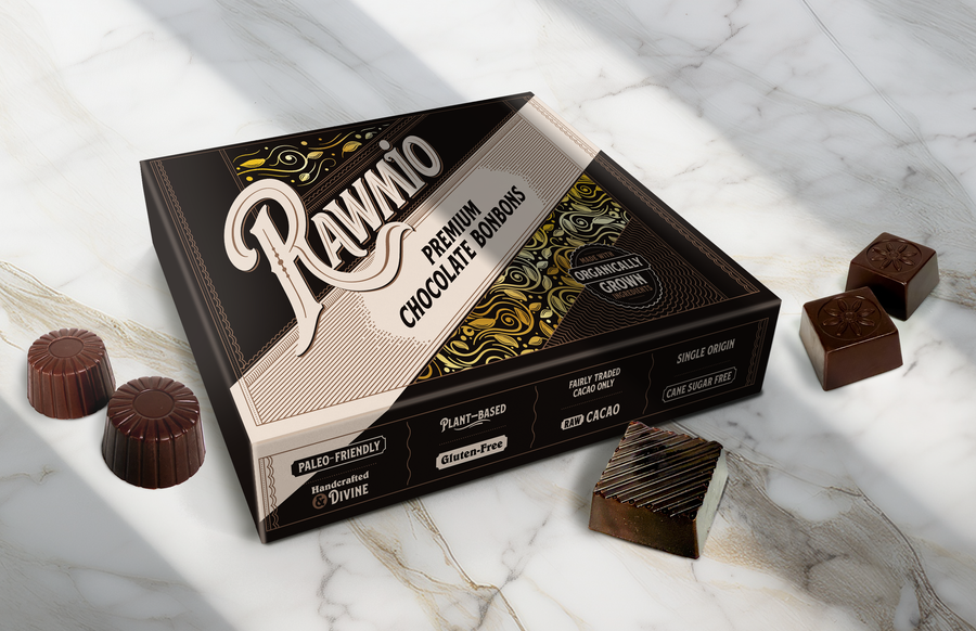 Product package photograph for 70% Dark Chocolate Bonbons, 24ea