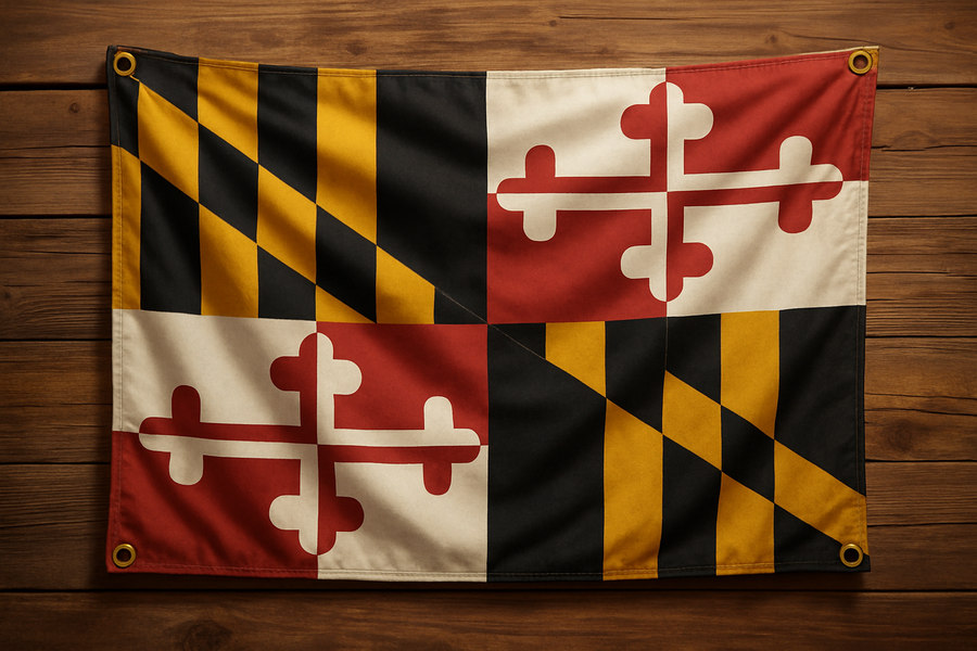 Maryland Flag with Grommets Along the Edges for Wall Hanging