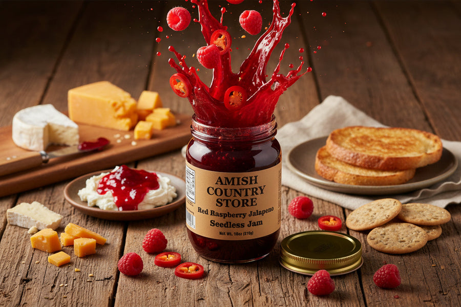 Seedless Red Raspberry Jalapeño Jam (18 oz) – product catalog photo 1