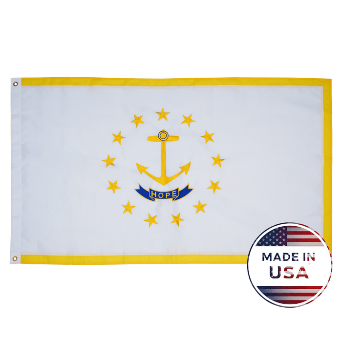 Rhode Island 3x5 state flag made in USA with embroidered gold anchor