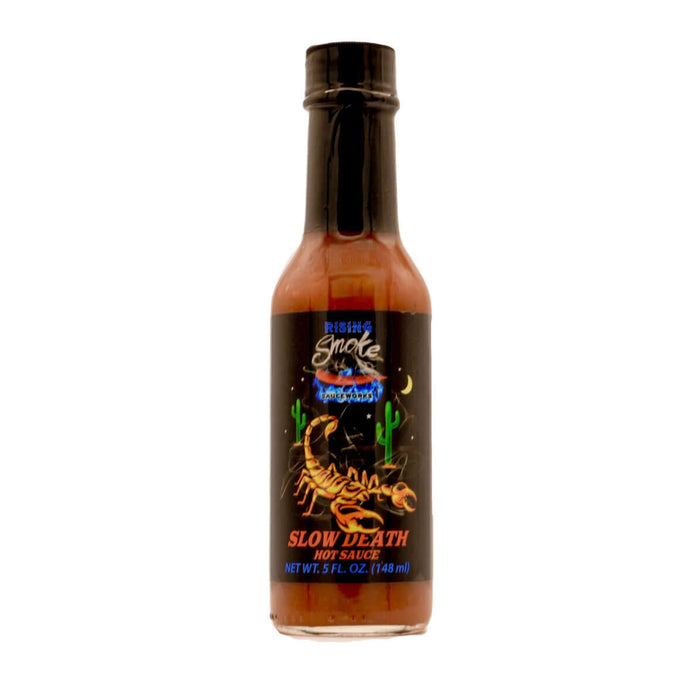 Product packaging of Slow Death Trinidad Scorpion Hot Sauce