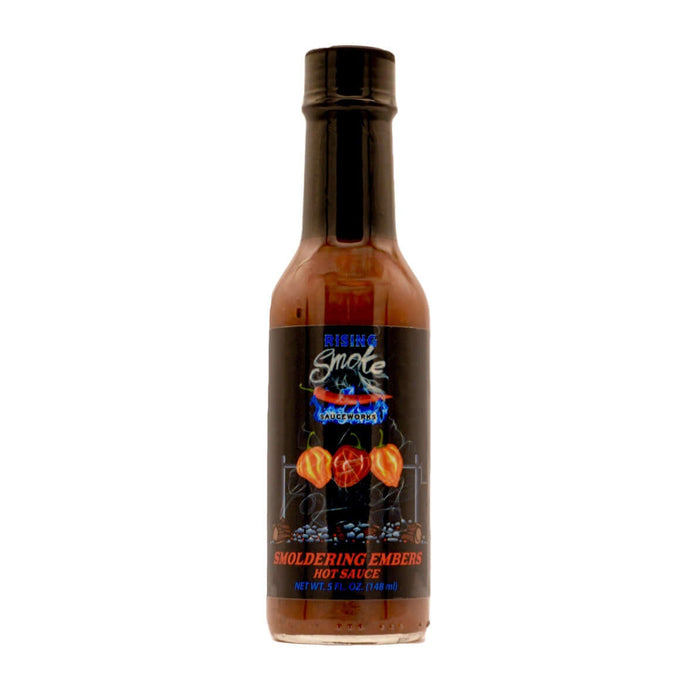 Product packaging of Smoldering Embers Habanero Tomato Basil Hot Sauce