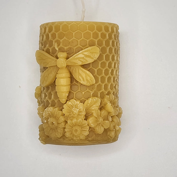 Dragonfly on Flowers Beeswax Candle – 3.7 oz