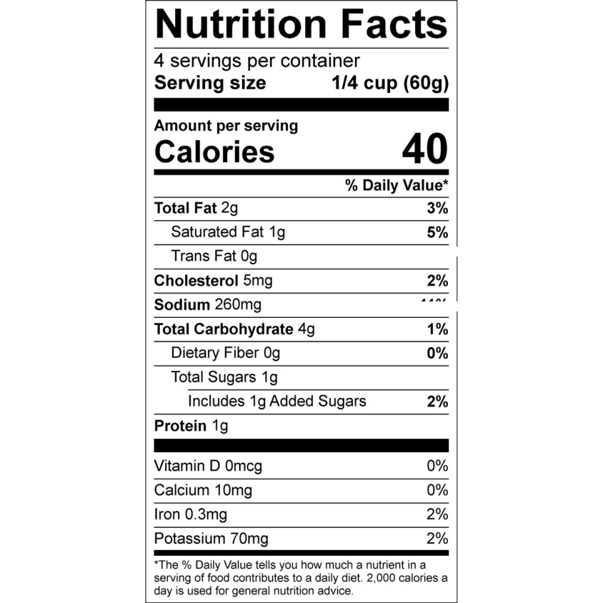 Roasted Chicken Gourmet Gravy — nutrition facts label