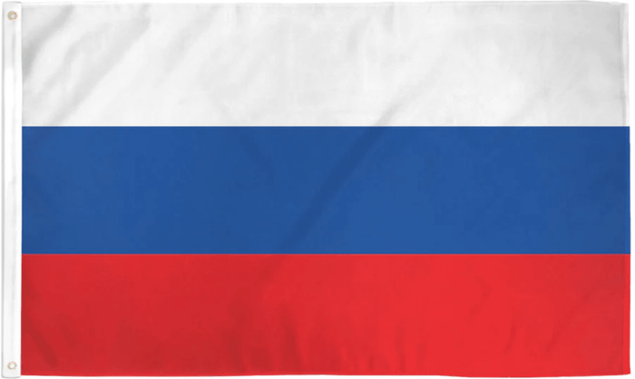 Russia flag made in USA with white blue red horizontal tricolor