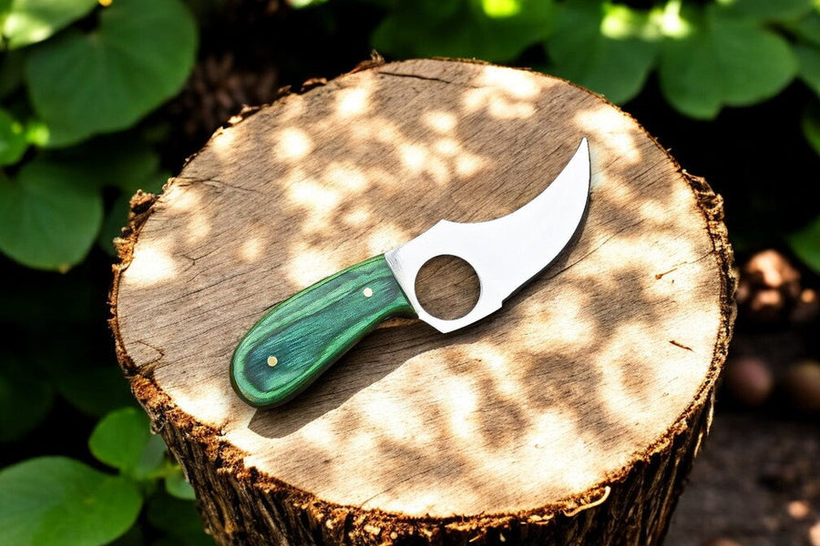 Custom Handmade Skinning Knife - D2 Steel Blade, Exotic Wood Handle