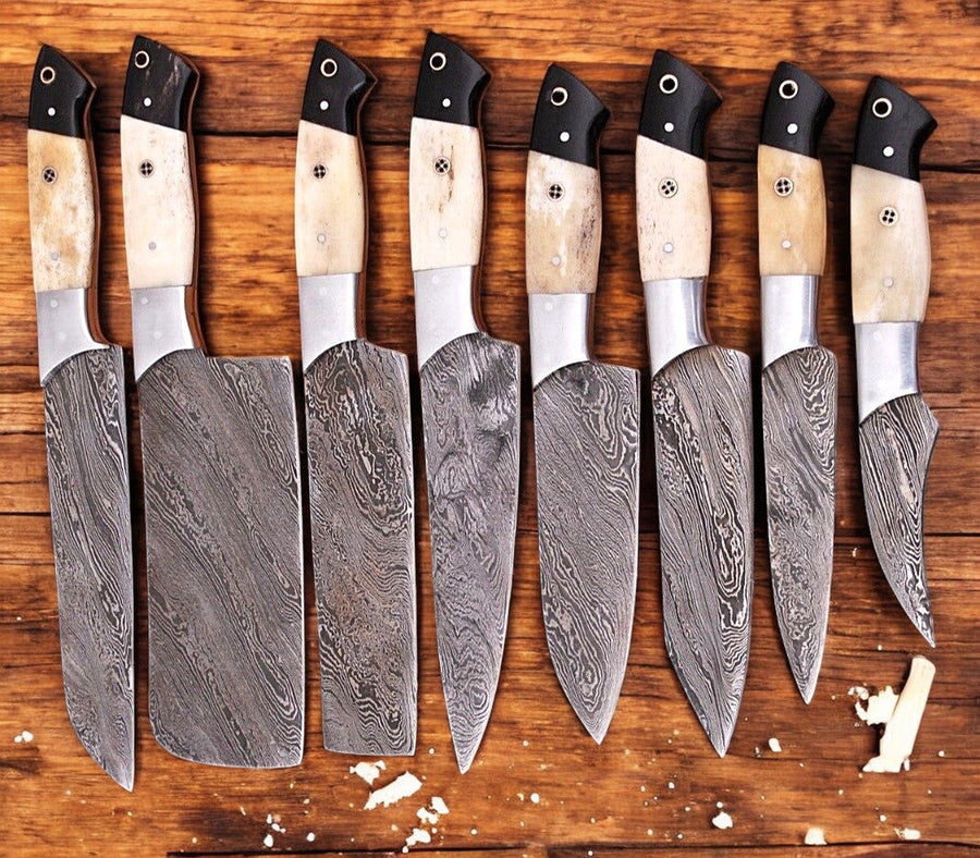 Premium Damascus Kitchen Knives Set – Handmade & Sharp